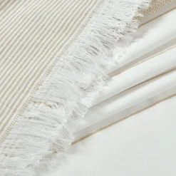 Stripe Yarn Dyed Tassel Fringe Woven Cotton Shower Curtain