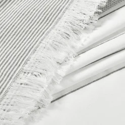 Stripe Yarn Dyed Tassel Fringe Woven Cotton Shower Curtain