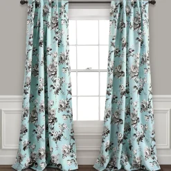 Tania Floral Light Filtering Window Curtain Panel Set