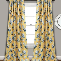 Tania Floral Light Filtering Window Curtain Panel Set