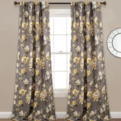 Tania Floral Light Filtering Window Curtain Panel Set