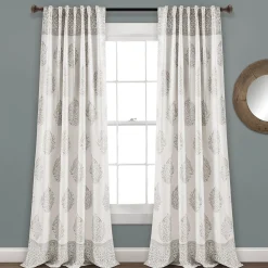 Teardrop Leaf Light Filtering Window Curtain Panel Set