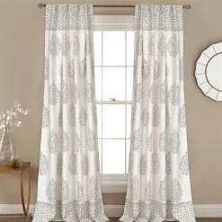 Teardrop Leaf Light Filtering Window Curtain Panel Set