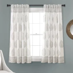 Teardrop Leaf Light Filtering Window Curtain Panel Set