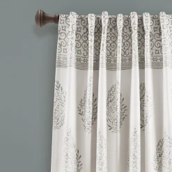 Teardrop Leaf Light Filtering Window Curtain Panel Set