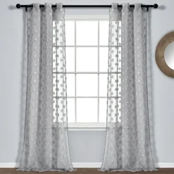 Textured Dot Grommet Sheer Window Curtain Panel Set