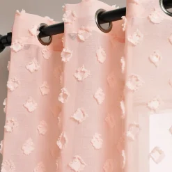 Textured Dot Grommet Sheer Window Curtain Panel Set