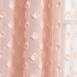 Textured Dot Grommet Sheer Window Curtain Panel Set