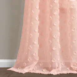 Textured Dot Grommet Sheer Window Curtain Panel Set