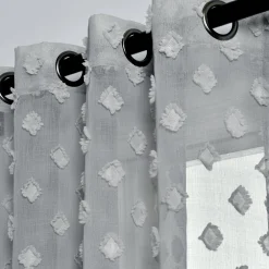 Textured Dot Grommet Sheer Window Curtain Panel Set