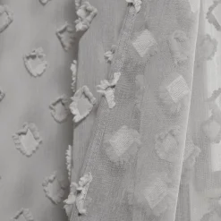 Textured Dot Grommet Sheer Window Curtain Panel Set