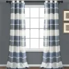 Textured Stripe Grommet Sheer Window Curtain Panel Set