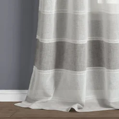 Textured Stripe Grommet Sheer Window Curtain Panel Set