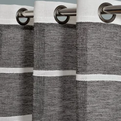 Textured Stripe Grommet Sheer Window Curtain Panel Set