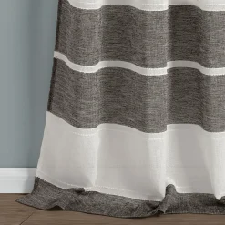 Textured Stripe Grommet Sheer Window Curtain Panel Set