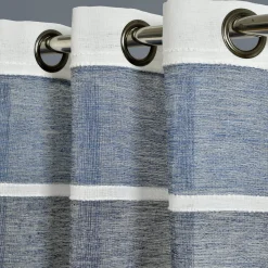 Textured Stripe Grommet Sheer Window Curtain Panel Set