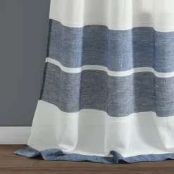 Textured Stripe Grommet Sheer Window Curtain Panel Set