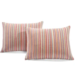 Tracy Stripe Pick Stitch Kantha Yarn Dyed Cotton Woven Quilt/Coverlet Set