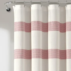 Tucker Stripe Yarn Dyed Knotted Tassel Shower Curtain
