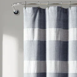 Tucker Stripe Yarn Dyed Knotted Tassel Shower Curtain