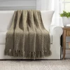 Tulum Boucle Textured Woven Fringed Throw Blanket