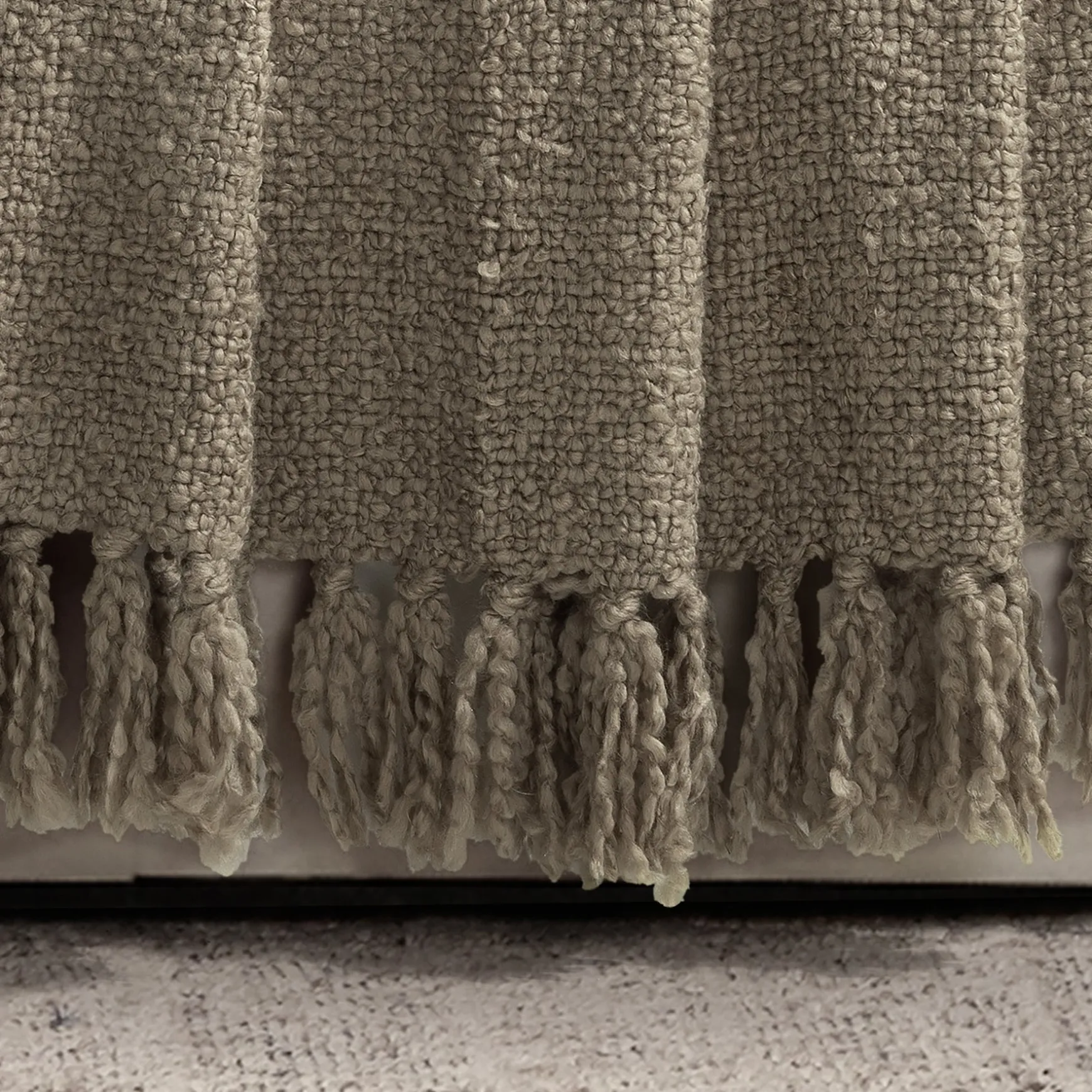 Tulum Boucle Textured Woven Fringed Throw Blanket