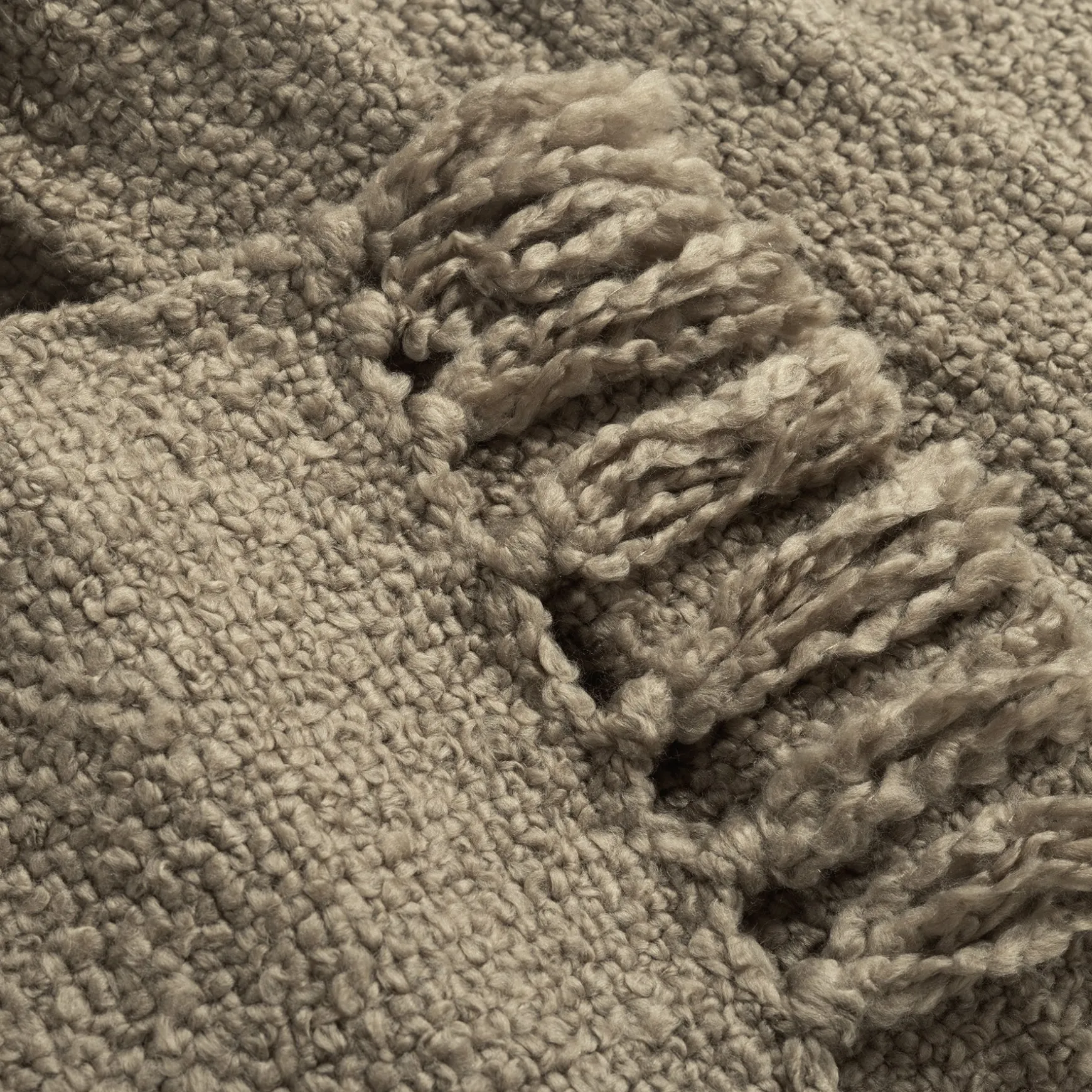 Tulum Boucle Textured Woven Fringed Throw Blanket
