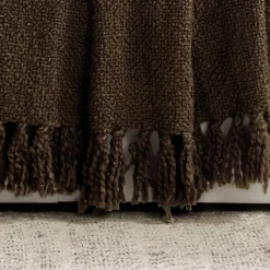Tulum Boucle Textured Woven Fringed Throw Blanket