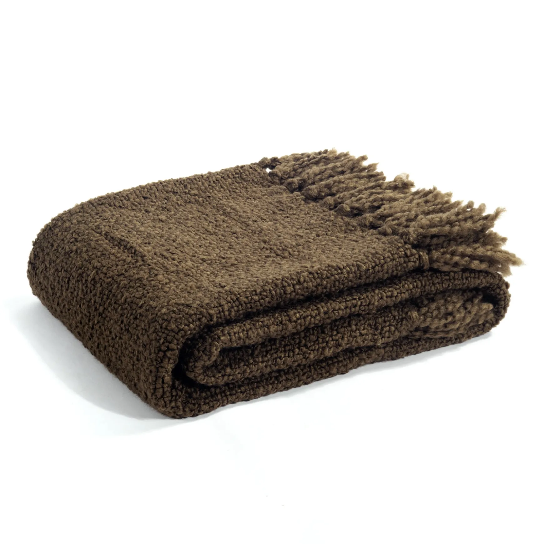 Tulum Boucle Textured Woven Fringed Throw Blanket