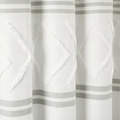 Urban Diamond Stripe Woven Tufted Recycled Cotton Blend Shower Curtain