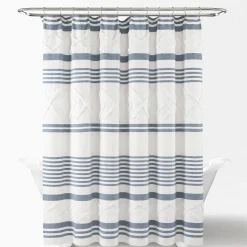 Urban Diamond Stripe Woven Tufted Recycled Cotton Blend Shower Curtain