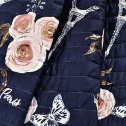 Vintage Paris Rose Butterfly Script Throw