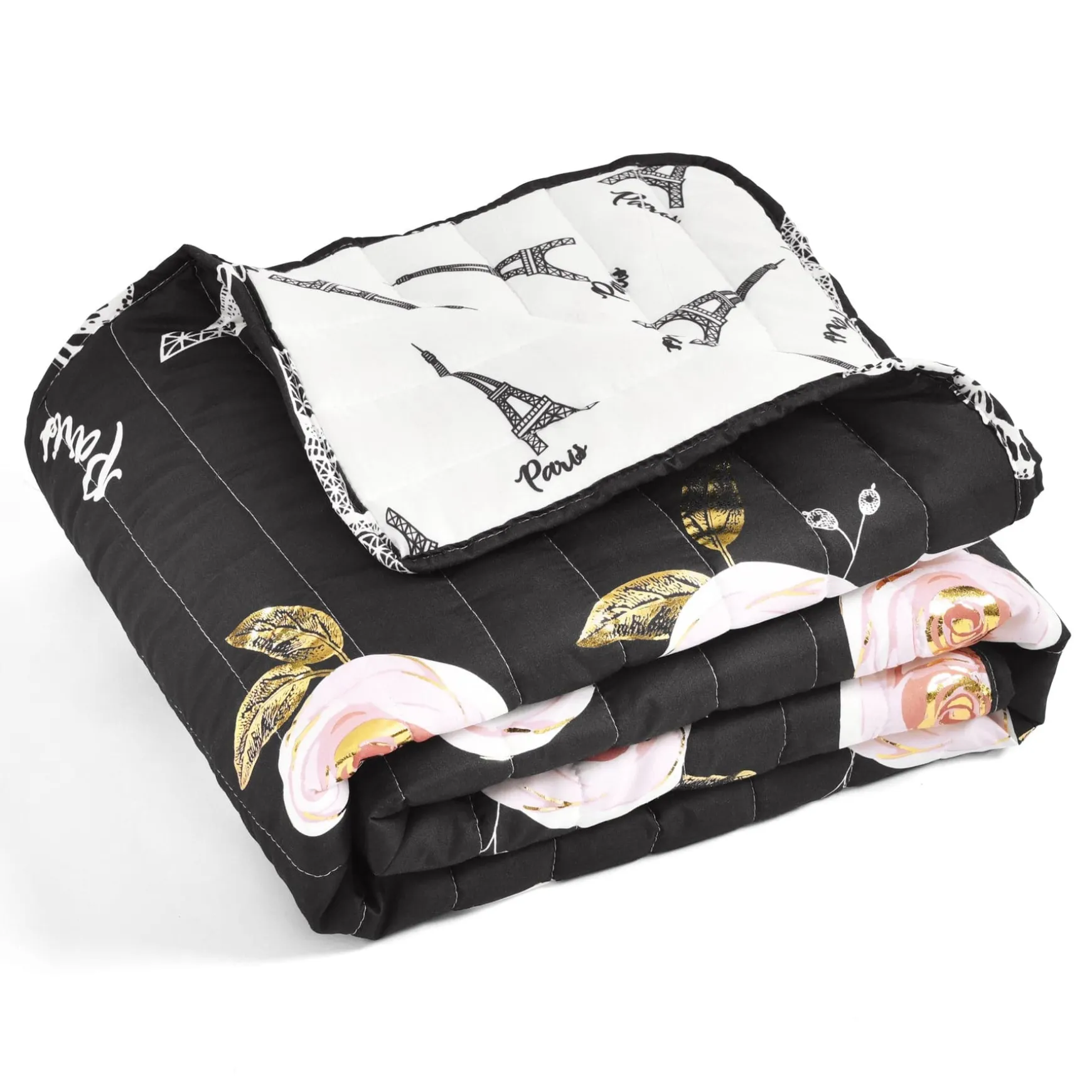 Vintage Paris Rose Butterfly Script Throw