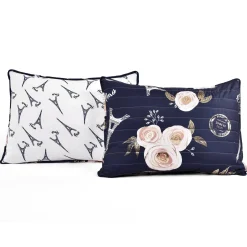 Vintage Paris Rose Butterfly Script Quilt Set