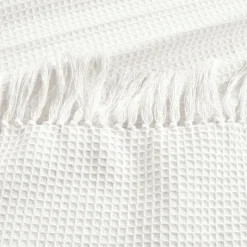 Waffle Cotton Knit Tassel Fringe Blanket/Coverlet