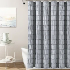 Waffle Stripe Woven Cotton Shower Curtain