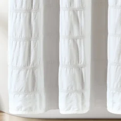 Waffle Stripe Woven Cotton Shower Curtain