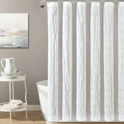 Waffle Stripe Woven Cotton Shower Curtain