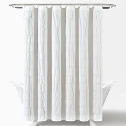 Waffle Stripe Woven Cotton Shower Curtain