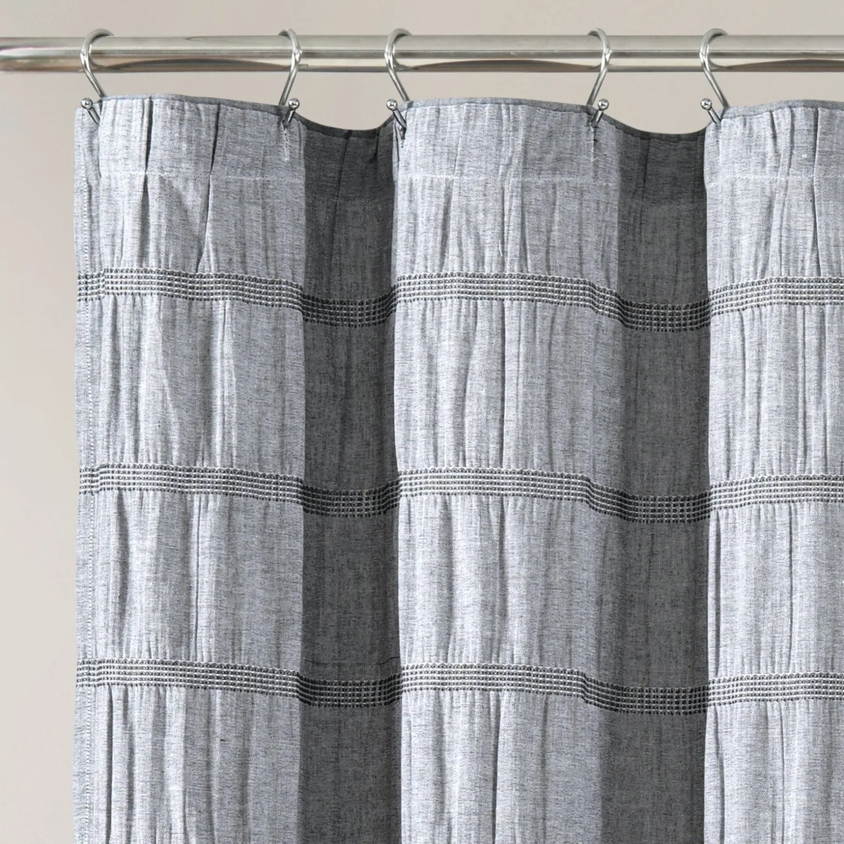 Waffle Stripe Woven Cotton Shower Curtain