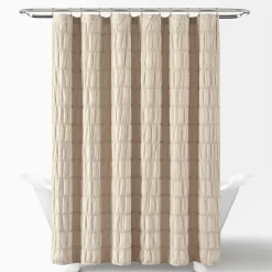 Waffle Stripe Woven Cotton Shower Curtain