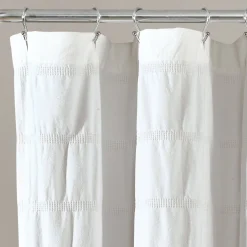 Waffle Stripe Woven Cotton Shower Curtain