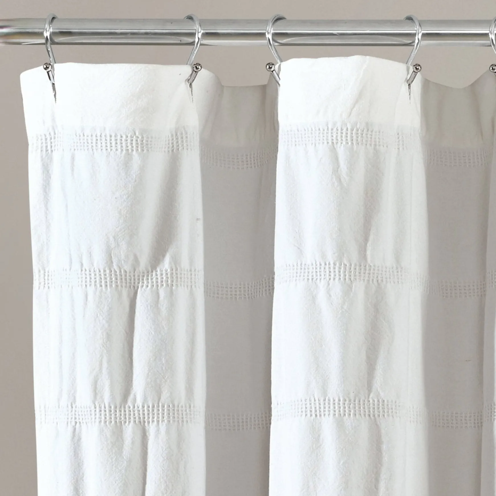 Waffle Stripe Woven Cotton Shower Curtain