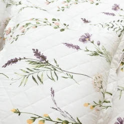 Watercolor Wildflower Scallop Edge Floral 3 Piece Quilt Set