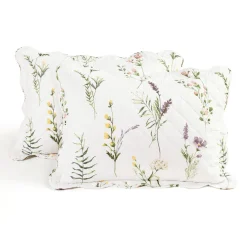 Watercolor Wildflower Scallop Edge Floral 3 Piece Quilt Set