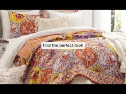 Watercolor Wildflower Scallop Edge Floral 3 Piece Quilt Set