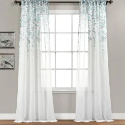 Weeping Flower Sheer Window Curtain Panel Set