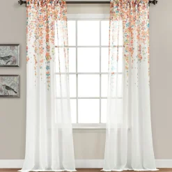 Weeping Flower Sheer Window Curtain Panel Set