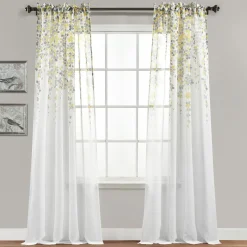 Weeping Flower Sheer Window Curtain Panel Set