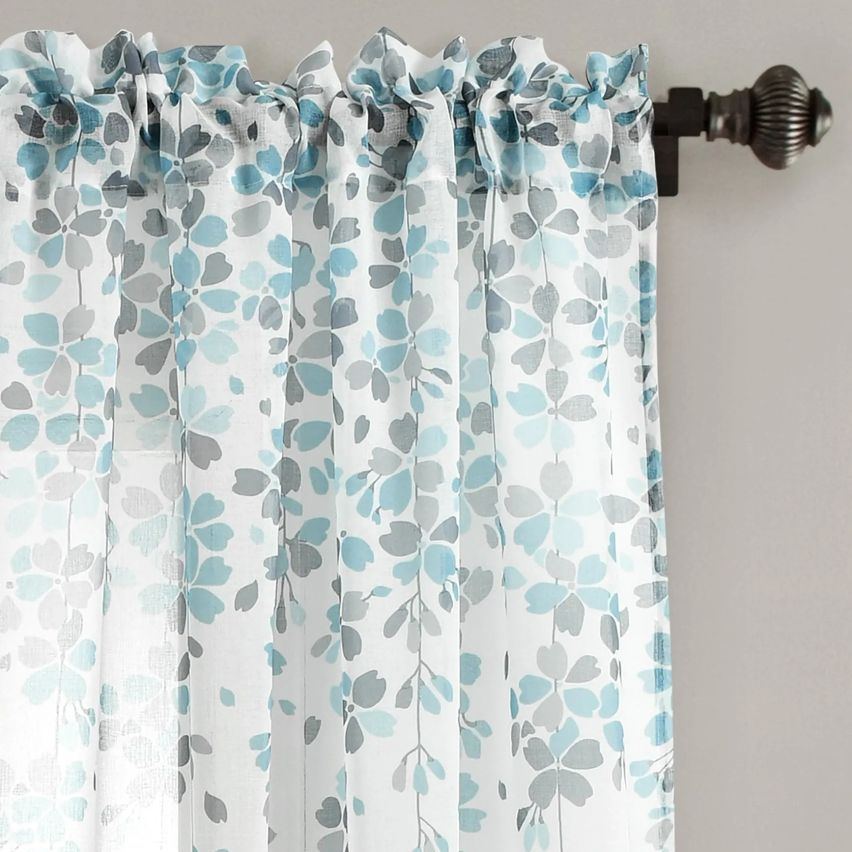 Weeping Flower Sheer Window Curtain Panel Set